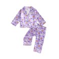thumbnail image 1 of Elippeo Little Girls Halloween Pajamas Set, Pumpkin Print Long Sleeve Button Down Tops Elastic Waist Pants 2 Piece Set for Fall 12 18 24 Months 3 4 5 Years, 1 of 8