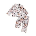 thumbnail image 1 of Elippeo Little Girls Halloween Pajamas Set, Pumpkin Print Long Sleeve Button Down Tops Elastic Waist Pants 2 Piece Set for Fall 12 18 24 Months 3 4 5 Years, 1 of 8