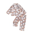 thumbnail image 1 of Elippeo Little Girls Halloween Pajamas Set, Pumpkin Print Long Sleeve Button Down Tops Elastic Waist Pants 2 Piece Set for Fall 12 18 24 Months 3 4 5 Years, 1 of 8