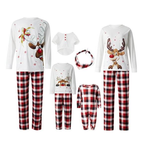 Elippeo  Matching Family Pajamas Sets Christmas PJ's Jammies Matching Holiday Organic Cotton Pajamas Sleepwear for Family