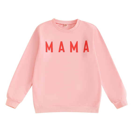 Elippeo Mommy and Me Valentines Family Matching Sweatshirt Outfits 6M 12M 18M 24M Letter Print Long Sleeve Round Neck Pullover Tops