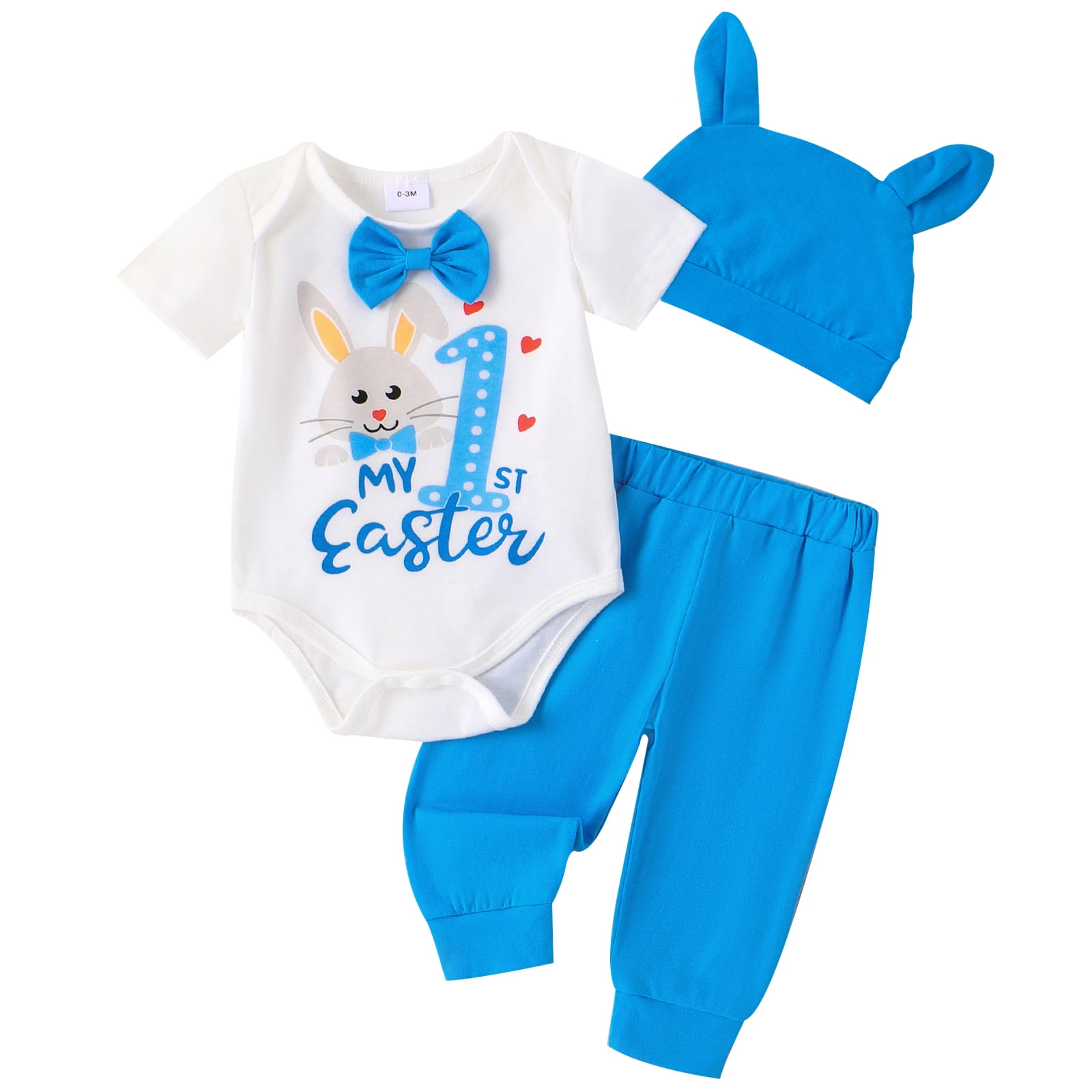 Elippeo My First Easter Baby Girl Boy Outfit Bunny Romper Bodysuit ...