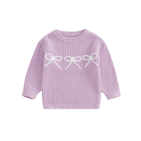 Elippeo Newborn Girl Sweater Casual Bow Embroidery Warm Knitted Long Sleeves Pullover Infant Knitwear for Toddler 6 12 18 24 Months 3 4 Years