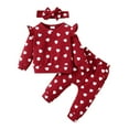 thumbnail image 1 of Elippeo Newborn Infant Clothes 3M 6M 9M 12M 18M 24M Toddler Baby Girl Valentines Day Outfit Long Sleeve Heart Print Sweatshirt Pants Set Headband, 1 of 10