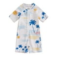 thumbnail image 1 of Elippeo Toddler Baby Boys One Piece Swimsuit 3M 6M 12M 2Y 3Y 4Y Cute Tree Print Short Sleeve Zip Up Rashguard Swimwear Bathing Suit Beachwear, 1 of 9