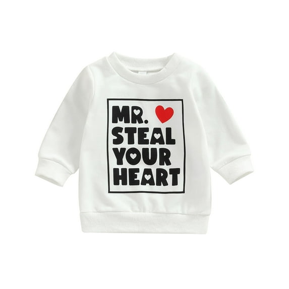 Elippeo Toddler Baby Christmas Sweatshirt, 6M 12M 18M 24M 3Y Long Sleeve Round Neck Heart Letter Print Pullover Tops