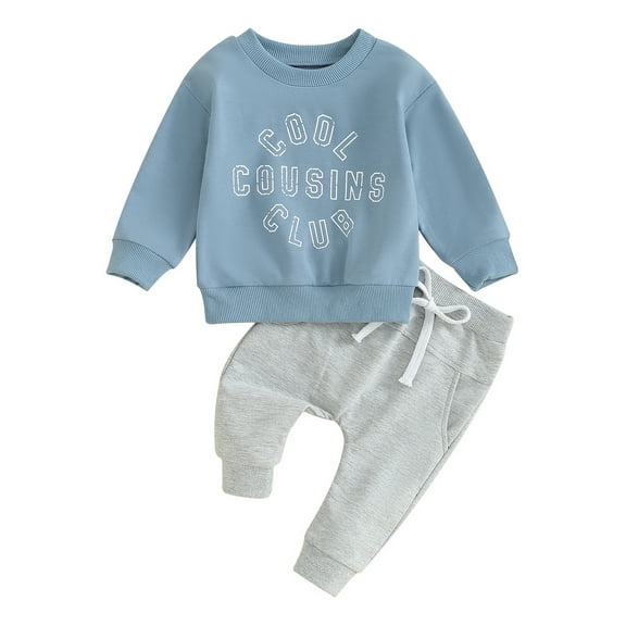 Elippeo Toddler Boys Fall Outfits 3M 6M 12M 18M Letter Print Crew Neck Long Sleeve Sweatshirts and Long Pants 2Pcs Clothes Set