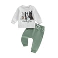 thumbnail image 1 of Elippeo Toddler Boys Fall Outfits Letter Horse Head Print Long Sleeve Sweatshirts and Long Pants 2Pcs Clothes Set 6 12 18 24 Months 3 4 5 Years, 1 of 9
