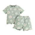 thumbnail image 1 of Elippeo Toddler Girl Summer Outfit 0-3 Years Floral Print Crew Neck Short Sleeve T-Shirts Tops and Shorts 2Pcs Clothes Set, 1 of 10