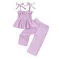 thumbnail image 1 of Elippeo Toddler Girls 2 Piece Outfits 6 9 12 18 24 Months 3 Years  Solid Color Sleeveless Camisole and Elastic Pants Set Baby Summer Clothes, 1 of 10