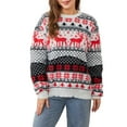 thumbnail image 1 of Elippeo Unisex Christmas Couple Sweater Long Sleeve Round Neck Reindeer Print Knitted Jumpers Matching Christmas Sweaters Knitwear Tops, 1 of 10
