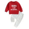 thumbnail image 1 of Elippeo Valentine´s Day Boys 2pcs Outfits 6M 12M 18M 24M 3Y Letter Print Toddler Long Sleeve Sweatshirt and Elastic Casual Pants Suit, 1 of 9