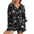 thumbnail image 1 of Elippeo Women 2 Piece Pajama Set Dessert Print Long Sleeves Shirt and Elastic Shorts for Loungewear Soft Sleepwear, 1 of 2