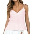 thumbnail image 1 of Elippeo Women Camisole, Spaghetti Straps V-neck Lace Patchwork Summer Tops for Party Club, 1 of 4