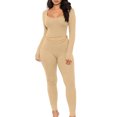 thumbnail image 1 of Elippeo Women Long Sleeve Bodycon Jumpsuits Square Neck Knitted Ribbed Rompers Workout Yoga One-Piece Bodysuit, 1 of 8