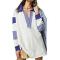 thumbnail image 1 of Elippeo Women Loose Shirt Contrast Colors Striped Long Sleeve Tops Casual Pullover for Fall Club Streetwear Aesthetic Clothes, 1 of 6