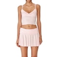 thumbnail image 1 of Elippeo Women Pajamas Set 2 Pieces Loungewear Suits Solid Color V-Neck Camisoles Tank Tops and Pleated Skorts Sleepwear Outfits, 1 of 10
