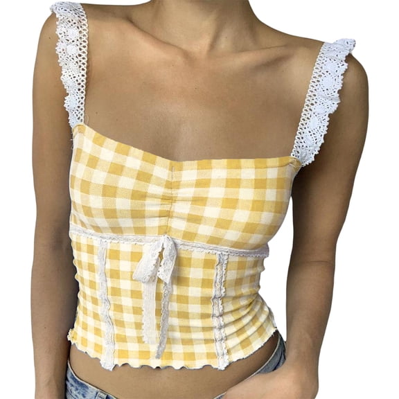 Elippeo Women Sexy Tank Tops for Women Y2k Halter Neck Backless Ruched Camisole Vintage Crop Vest Top Streetwear