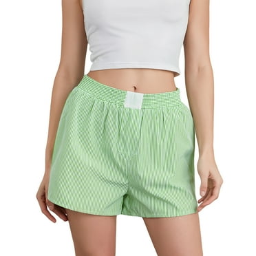 Elippeo Women Striped Shorts  Elastic Waist Summer Casual Shorts Streetwear for Daily Date