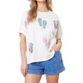 thumbnail image 1 of Elippeo Women Summer Basic T-Shirt Casual Sequin Flip Flop Print Loose Short Sleeve Tops for Streetwear Aesthetic Grunge Clothes, 1 of 5