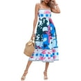 thumbnail image 1 of Elippeo Women Summer Casual A-line Dress Print Spaghetti Strap Backless Midi Dress Fashion Sleeveless Cami Dress, 1 of 7