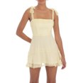 thumbnail image 1 of Elippeo Women Summer Casual Dress Floral Print Tie-Up Shoulder Strap Mini Dress Fashion Double Layer Backless Cami Dress, 1 of 6