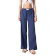thumbnail image 1 of Elippeo Women Summer Leisure Baggy Pants Elastic Waist Button Wide Leg Plaid/Striped Pants, 1 of 9
