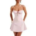 thumbnail image 1 of Elippeo Women Summer Mini Cami Dress Solid Color Sleeveless Tie Up Above Knee Party Dress, 1 of 8
