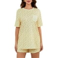 thumbnail image 1 of Elippeo Women's 2 Piece Lounge Set Short Sleeve Crewneck Floral Tops Drawstring Shorts Sleepwear Sets, 1 of 8