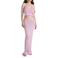 thumbnail image 1 of Elippeo Women's 2 Piece Skirt Outfits Solid Color Halter Neck Tank Tops Long Skinny Skirt Set, 1 of 9