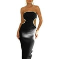 thumbnail image 1 of Elippeo Women's Bodycon Tube Dress  Strapless Side Cutout Contrast Color Ribbed Long Dress, 1 of 6