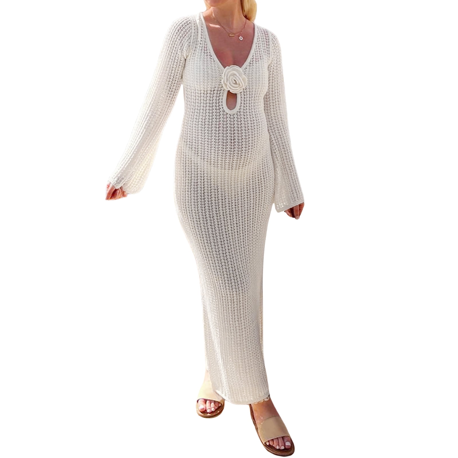 open knit beach dress Santorini Fringe Open Knit Dress main image 1