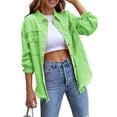 thumbnail image 1 of Elippeo Women's Spring Autumn Denim Coat Lapel Long Sleeve Solid Color Button Up Ripped Jacket, 1 of 6