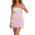 thumbnail image 1 of Elippeo Women's Tube Top Dress Strapless Solid Color Ruffle Hem Mini Party Dress Slim Fit Tiered Dress, 1 of 10