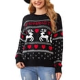 thumbnail image 1 of Elippeo Womens Christmas Sweater Christmas Reindeer Letter Patterns Crew Neck Pullovers Fall Winter Long Sleeve Jumpers Knitted Tops, 1 of 10