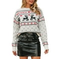 thumbnail image 1 of Elippeo Womens Christmas Sweater Christmas Reindeer Letter Patterns Crew Neck Pullovers Fall Winter Long Sleeve Jumpers Knitted Tops, 1 of 8