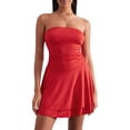 thumbnail image 1 of Elippeo Womens Strapless Beach Dress Solid Color Backless Ruced Slim A-Line Dress for Party, 1 of 10