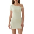 thumbnail image 1 of Elippeo Womens Summer Mini Cocktail Dress Short Sleeve Asymmetrical Shoulder Above Knee Dresses, 1 of 7