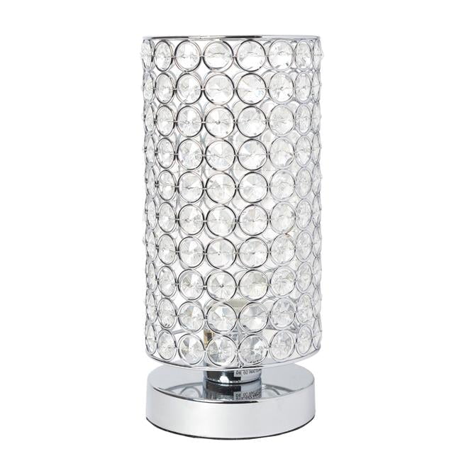 Elegant Silver Crystal Cylindrical Uplight Table Lamp