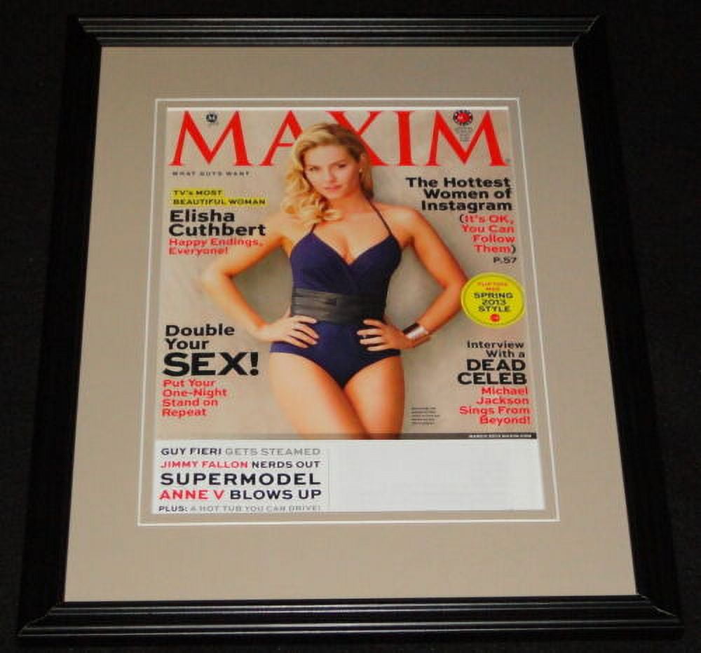 Elisa Cuthbert Framed 11x14 ORIGINAL 2013 Maxim Magazine Cover Happy