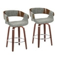 thumbnail image 1 of Elisa Mid-Century Modern Counter Stool In Walnut And Grey Fabric - Set Of 2, 1 of 7