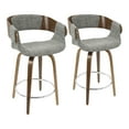thumbnail image 1 of Elisa Mid-Century Modern Counter Stool in Walnut and Grey Fabric by LumiSource - Set of 2, 1 of 8