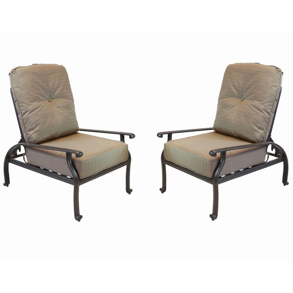 Elisabeth Adjustable patio reclining lounge club chair set of 2 outdoor heavy cast aluminum furniture.