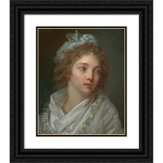 Elisabeth Louise Vigée Le Brun 12x14 Black Ornate Wood Framed Double Matted Museum Art Print Titled: Portrait Of a Young Lady