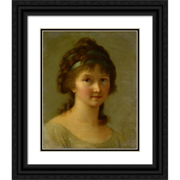 Elisabeth Louise Vigée Le Brun 12x14 Black Ornate Wood Framed Double Matted Museum Art Print Titled: Portrait of a Lady (1755-1842)
