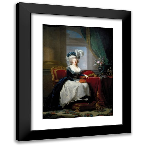 Elisabeth Louise Vigée Le Brun 14x18 Black Modern Framed Museum Art Print Titled - Portrait of Marie Antoinette, Queen of France (circa 1788)