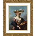 thumbnail image 1 of Elisabeth Louise Vigée Le Brun 14x18 Gold Ornate Wood Frame and Double Matted Museum Art Print Titled - Self Portrait in a Straw Hat (After 1782), 1 of 4