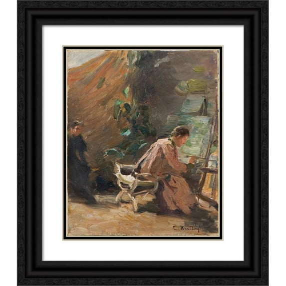 Elisabeth Warling 12x14 Black Ornate Wood Framed Double Matted Museum Art Print Titled: From the Studio