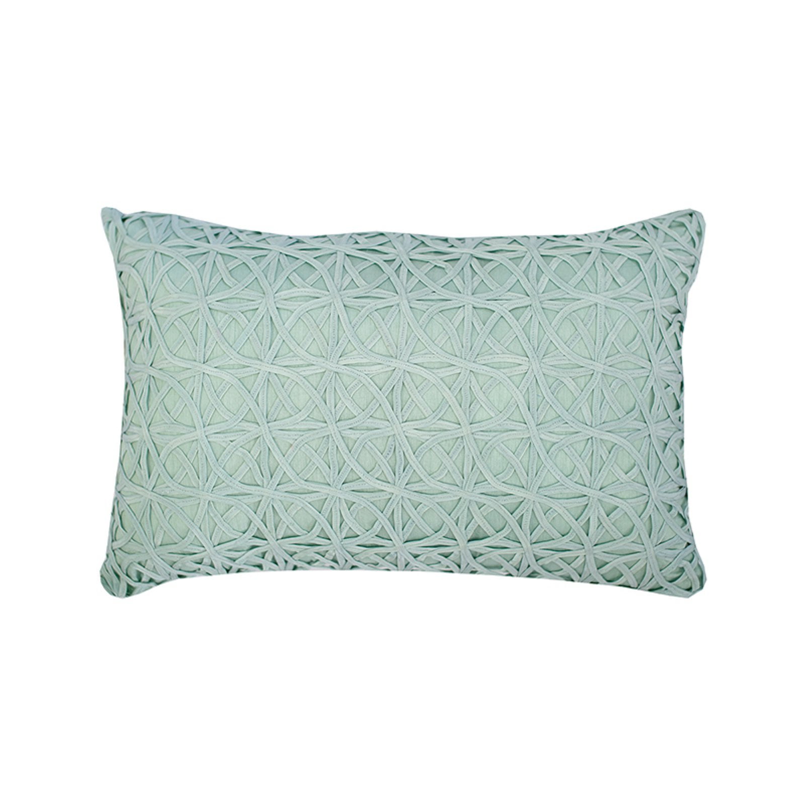 Sandstone Tan Embroidered Ribbon Mesh Polyester Throw Pillow Set