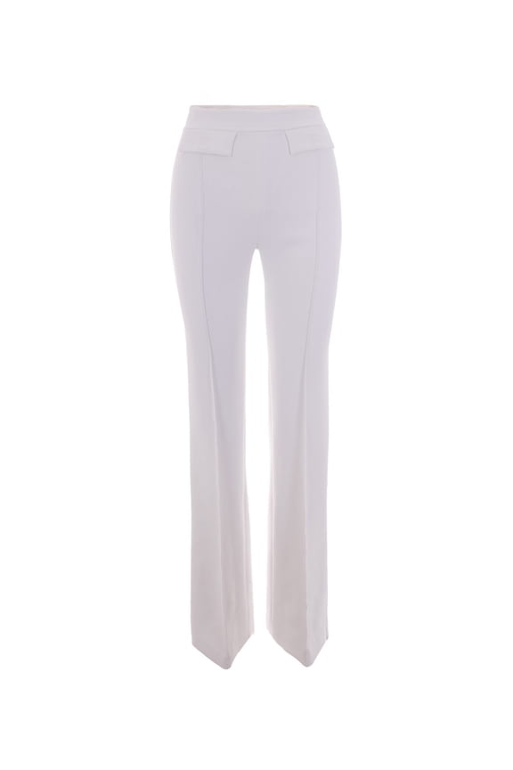 Double Crepe Stretch Pants With Distinct Side Slits And Logo Charm (Women's)